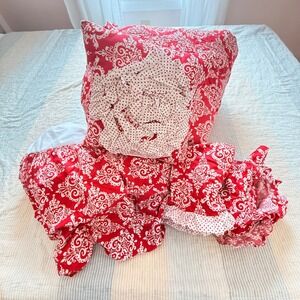 Beddy's BedEase Twin Zipper Bedding Set, 2 Shams, Dust Ruffle, Pillow Red White
